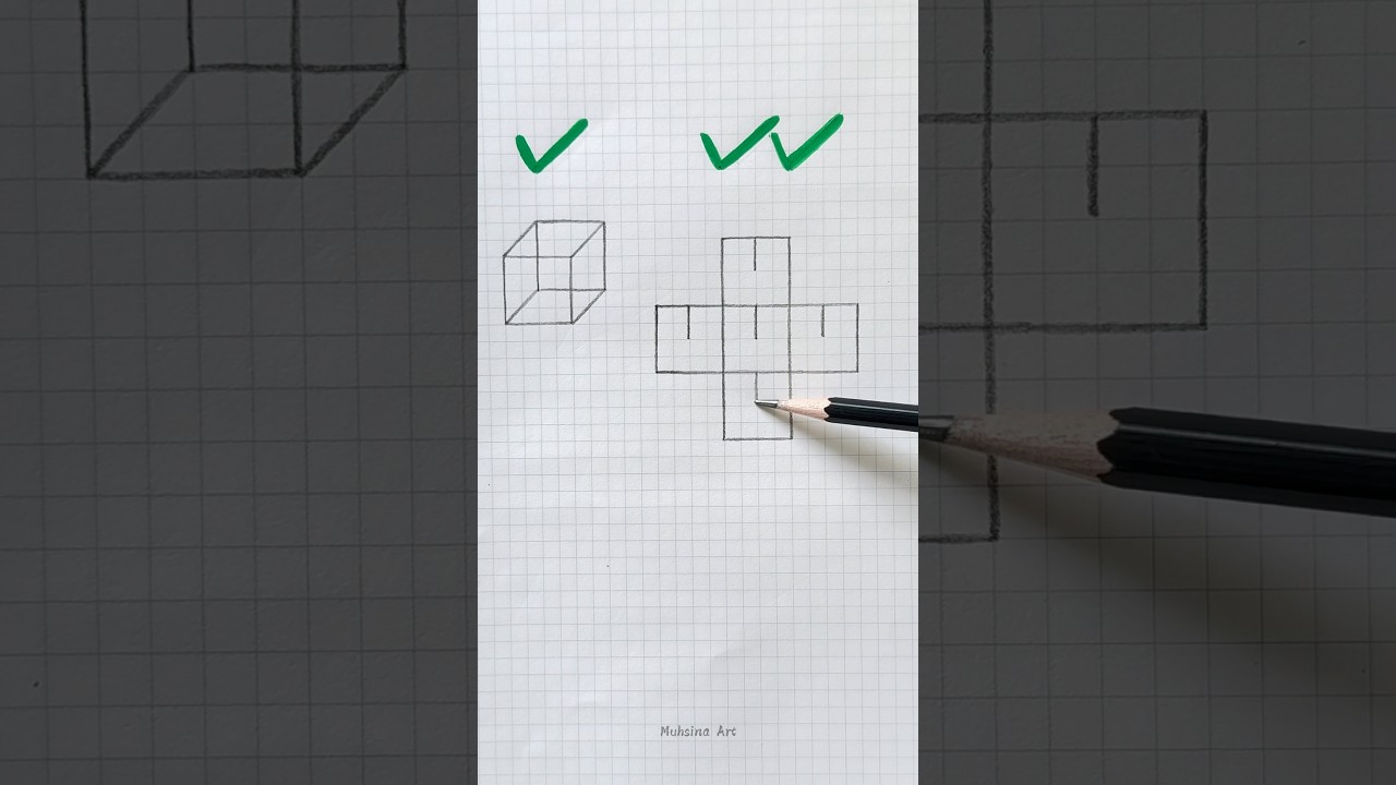 How to draw 3d cube🤔😱 #shorts #craft #art #drawing #crafts #satisfying