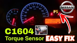 Nissan ps light power steering hard easy fix, C1604 Torque sensor solution.