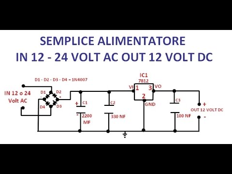 realizziamo uno schema di un alimentatore da laboratorio a 12 volt stabilizzati 1A
