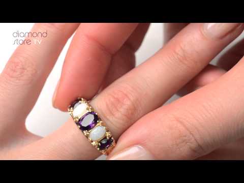 A3540 - Amethyst 1.30ct And Opal 9K Gold Ring