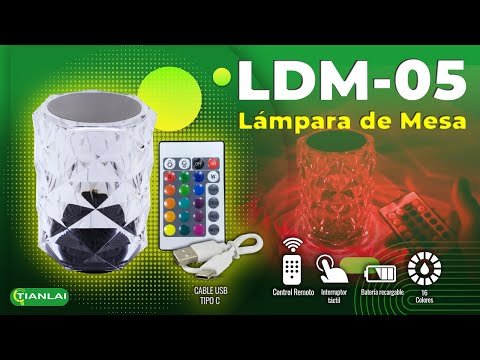 TIANLAI │LDM-05. LÁMPARA DE MESA LUZ RGBW TOUCH PROYECCIÓN DE ROSA.