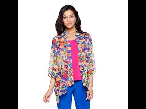 Slinky Brand Open Front Chiffon Jacket and Tank Set