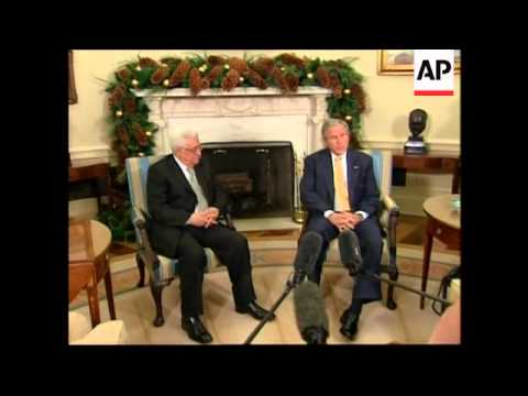 Israeli PM at meeting with Bush, comments ADDS Abbas at White House