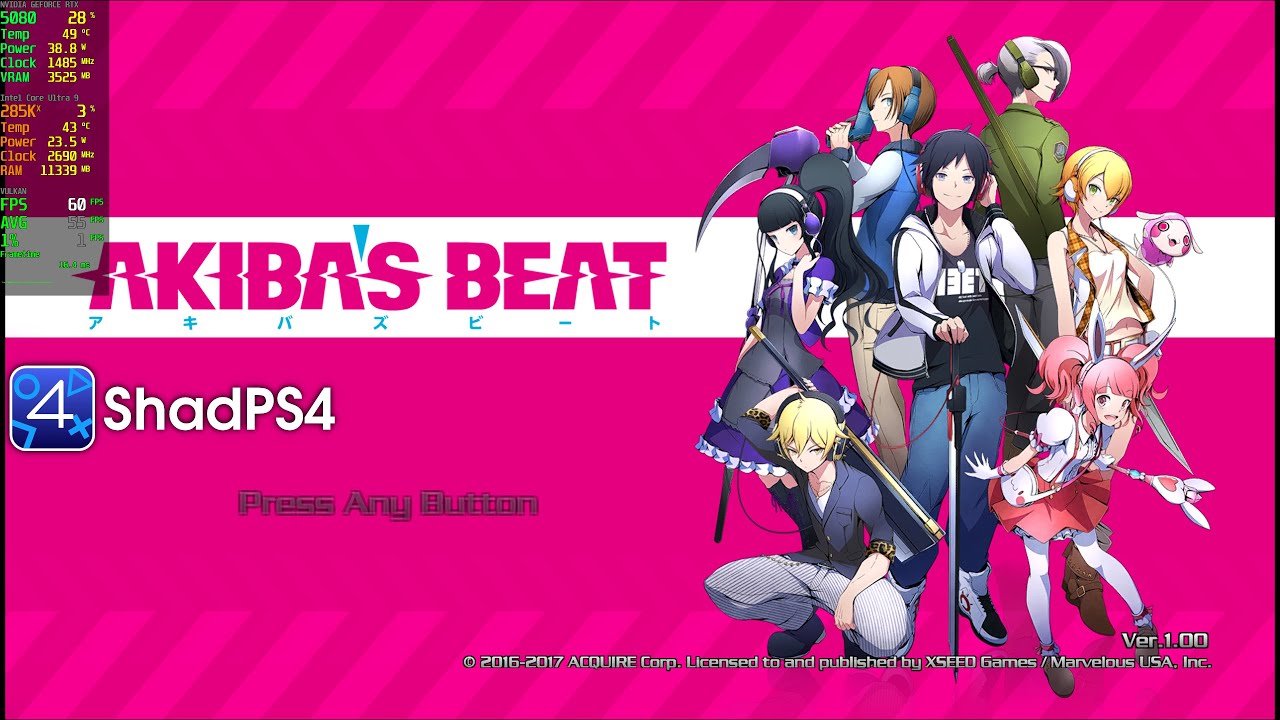 Akiba's Beat 60FPS Gameplay | ShadPS4 0.13.1 WIP PS4 Emulator PC
