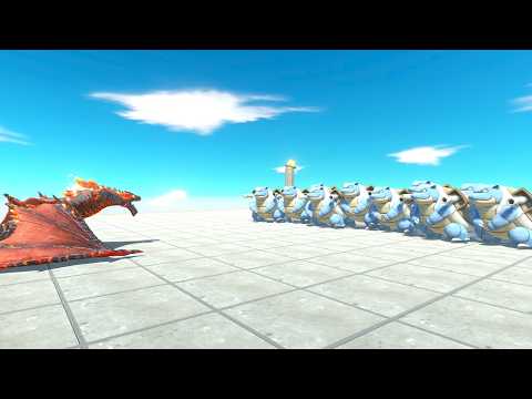 Lava Dragon vs 10 monster clone animal revolt battle simulator