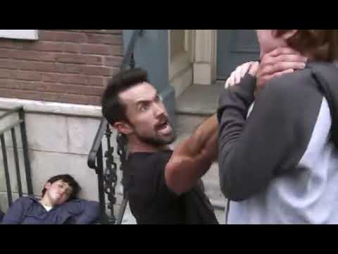 its always sunny in philly :3 mac and charlie beating up random kids