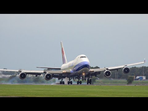 STRONG HEADWIND LANDINGS at Amsterdam - Airbus A330, Boeing 747, Boeing 737 MAX & More