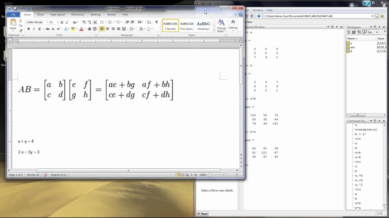 Lab 3 - 2 Matrix Calculations