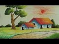 Pastel Painting | How to Draw a simple Landscape ...