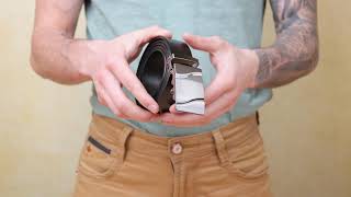 Чоловічий ремень з пряжкою хвиля 20336 Vintage чорний