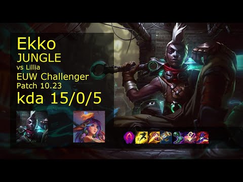 Ekko Jungle vs Lillia - EUW Challenger 15/0/5 Patch 10.23 Gameplay