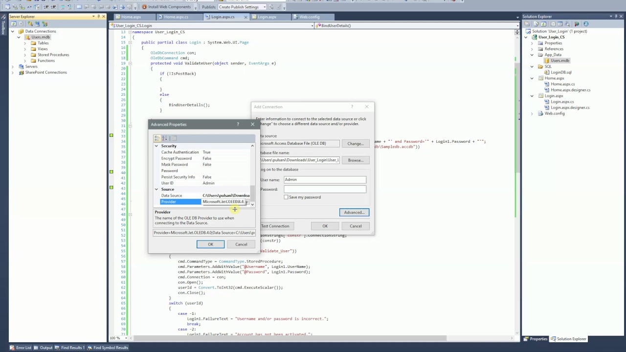 Visual Studio - Connect to Database - Find Access Database Connection String