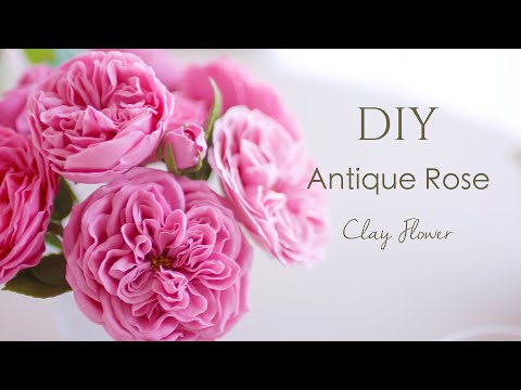 , title : '100均樹脂粘土でバラの花の作り方。オールドローズ、アンティークローズ、レオナルド・ダ・ヴィンチ。DIY Clay Roses Leonard Da Vinci'