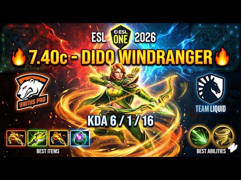 🔥 7.40c - DIDO WINDRANGER : VIRTUS PRO VS TEAM LIQUID ESL ONE 2026 DOTA 2 KDA 6 1 16 🔥 #dido