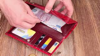 Яскраве жіноче портмоне з натуральної шкіри з тисненням під крокодила Canpellini 21852 червоний