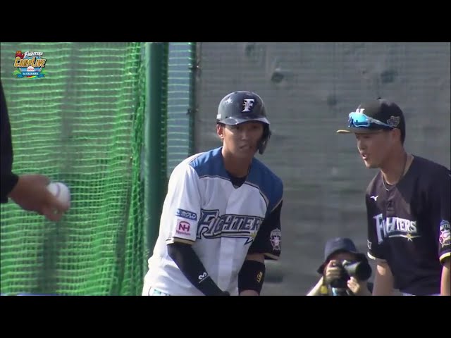 【ファイターズ春季キャンプ紅白戦】打でもアピール!! ファイターズ・石川亮 バットを折りながらも執念のタイムリー!! 2021/2/7
