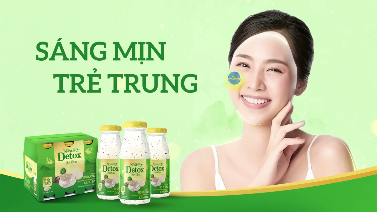 Nước Yến Sào Cao Cấp Nunest Detox Hạt Chia Thải Độc Cơ Thể, Duy Trì Làn Da Trẻ Trung (Chai 185ml)