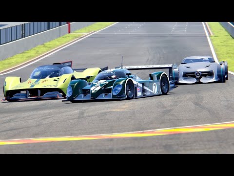 Aston Martin Valkyrie AMR Pro vs Mercedes Silver Arrow vs Bentley Speed 8 - Spa
