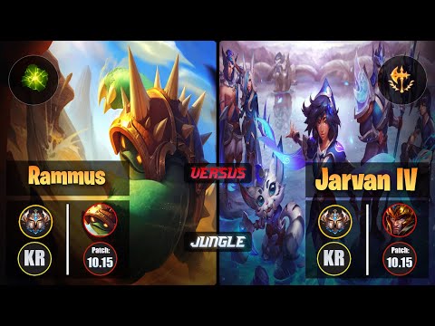 Challenger RAMMUS [Aftershock] (Jungle) VS  JARVAN IV - Challenger KR Patch 10.15