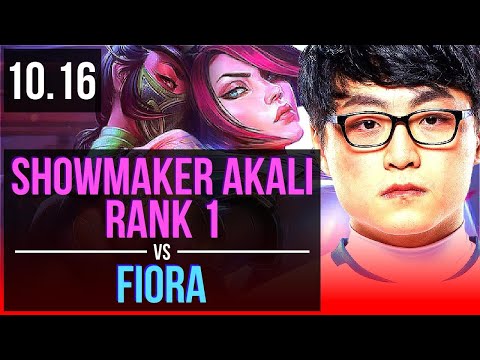 ShowMaker AKALI vs FIORA (TOP) | Rank 1, Rank 1 Akali, KDA 15/0/1 | KR Challenger | v10.16