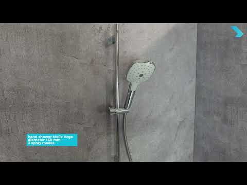 kielle Nefia - Set de duș cu baterie, bară, furtun și pară de duș, crom 20627SN80