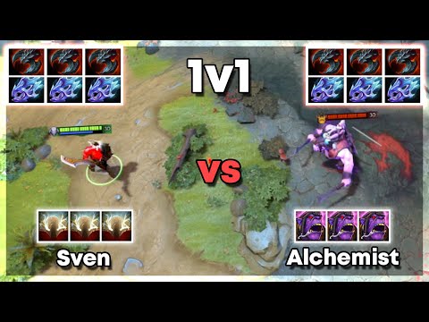 Sven vs Alchemist with 3x Satanic and 3x Moon Shard - Dota 2 1v1