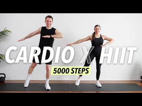30 Min Cardio HIIT Workout at home - 5000 steps for Fat Burn (No equipment)