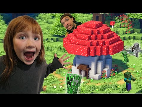 G for Gaming - DON'T GET CAUGHT!! Adley and Dad build a Mushroom house in Minecraft to escape Zombies and Creepers!