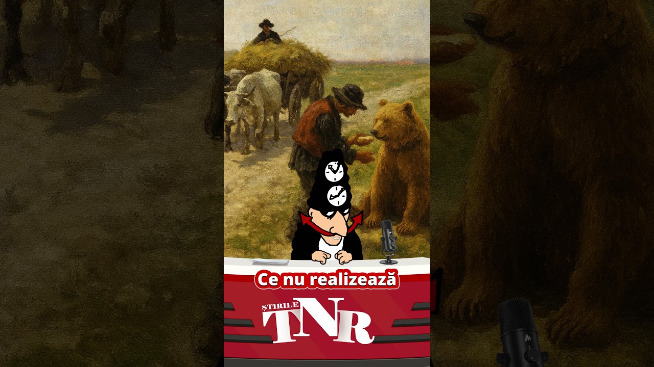 Tablou rar de Grigorescu, cu un țăran care oprește carul cu boi ca să hrănească un urs