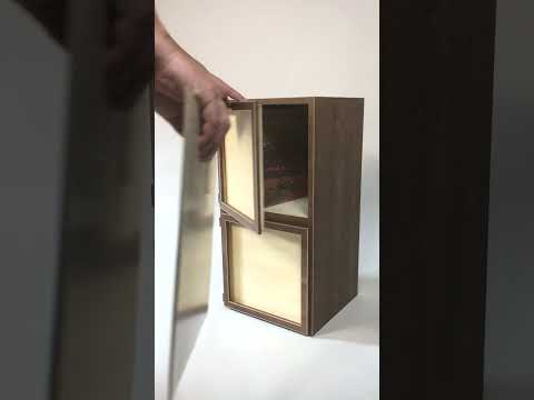 Art Vinyl Record Storage**Lp Frame Display One Box Cabinet Cube Wood Crate 12" Picture Album Display 33rpm Analog Disc Now Playing Music Rack Cover Jacket Stand Case Unit Wood furniture Dj Audio Idea image 9