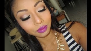 Full Face Makeup Tutorial & Bright Purple Lips