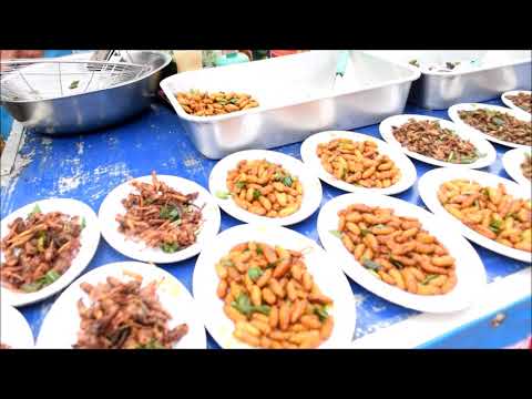 asian street food , tarad lang laos market , laos food