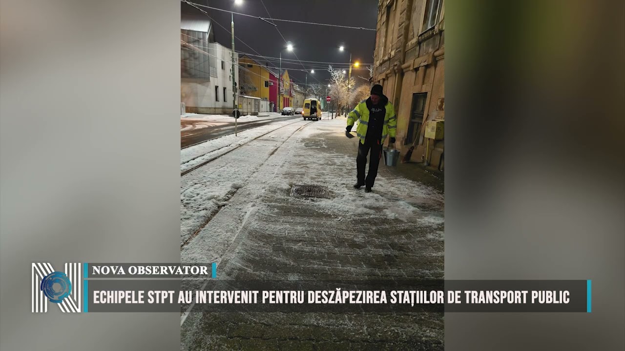 Echipele STPT au intervenit pentru deszăpezirea stațiilor de transport public