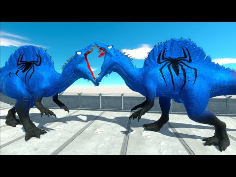 2x SPIDERMAN SPINOSAURUS DEATH RUN - Animal Revolt Battle Simulator