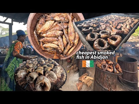 Street food in Côte d’lvoire🇨🇮|| The cheapest Smoke Fish Market in Abidjan,Ivory Coast(West Africa)