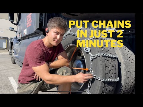 How to put chains on semi truck tire in just 2 Minutes