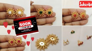 gold earrings designs with weight |gold frames with changeable studs designs | gold earrings design