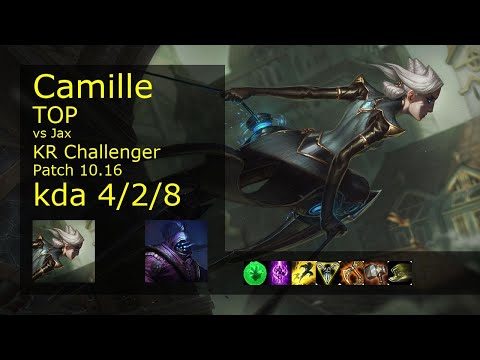 Camille vs Jax Top - KR Challenger 4/2/8 Patch 10.16 Gameplay // [롤] 카밀 vs 잭스 탑