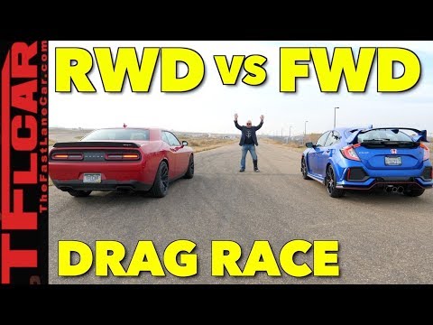 Muscle Takes on Tech: Honda Civic Type R vs Dodge Hellcat Drag Race