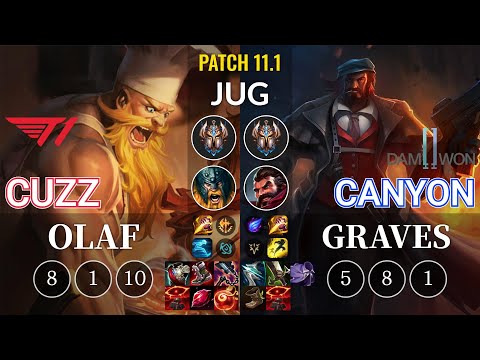 T1 Cuzz Olaf vs DWG Canyon Graves Jungle - KR Patch 11.1