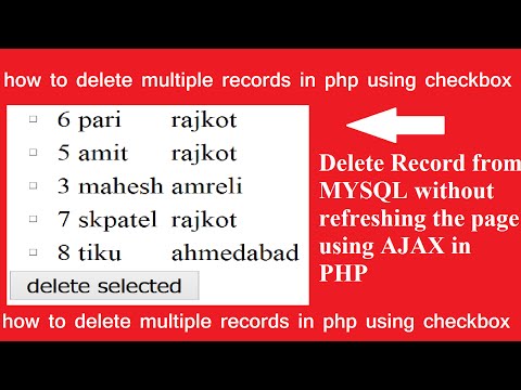 delete multiple record using checkbox without refreshing the page in php-ajax