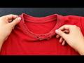 Turn A Damaged Round Neck T-Shirt Into A Beautiful V-Neck!