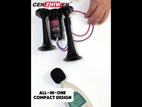 Super Loud 2 Trumpet Air Horn Kit Black 130dB with Compressor
