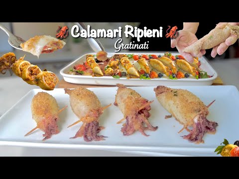 CALAMARI RIPIENI GRATINATI 🦑 ricetta facile e veloce 🦑 Tutto a freddo!