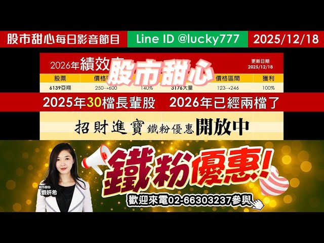 1218【甜心盤後影音】【招財進寶鐵粉專案】2025年30檔長輩股，2026年累計兩檔長輩股