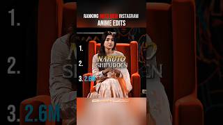 Ranking Most View Instagram anime Reels NARUTO SHIPPUDEN #animeedit #gojo #jjk #amv