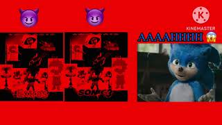 Double BCE in evil form scaring Ugly Sonic 😈🤣