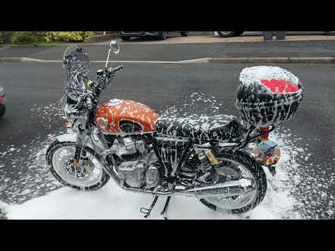 After 135 chilly miles  gritted roads yesterday, my interceptor 650 gets a well-earned bath.