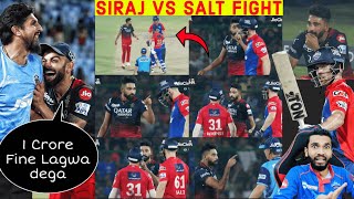 SIRAJ AND SALT FIGHT 👿👿 SIRAJ VS WARNER | KOHLI AND GANGULY HANDSHAKE | RCB VS DC 2023