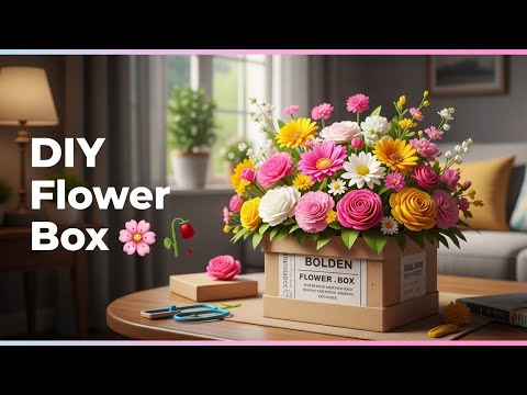 DIY Room Decor Flower Box 🌸 from Recycled Paper Box